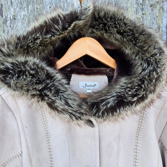 Vintage Penny Lane Coat 90s Y2K Size M Beige Faux Fur Faux Suede Boho - Picture 5 of 11